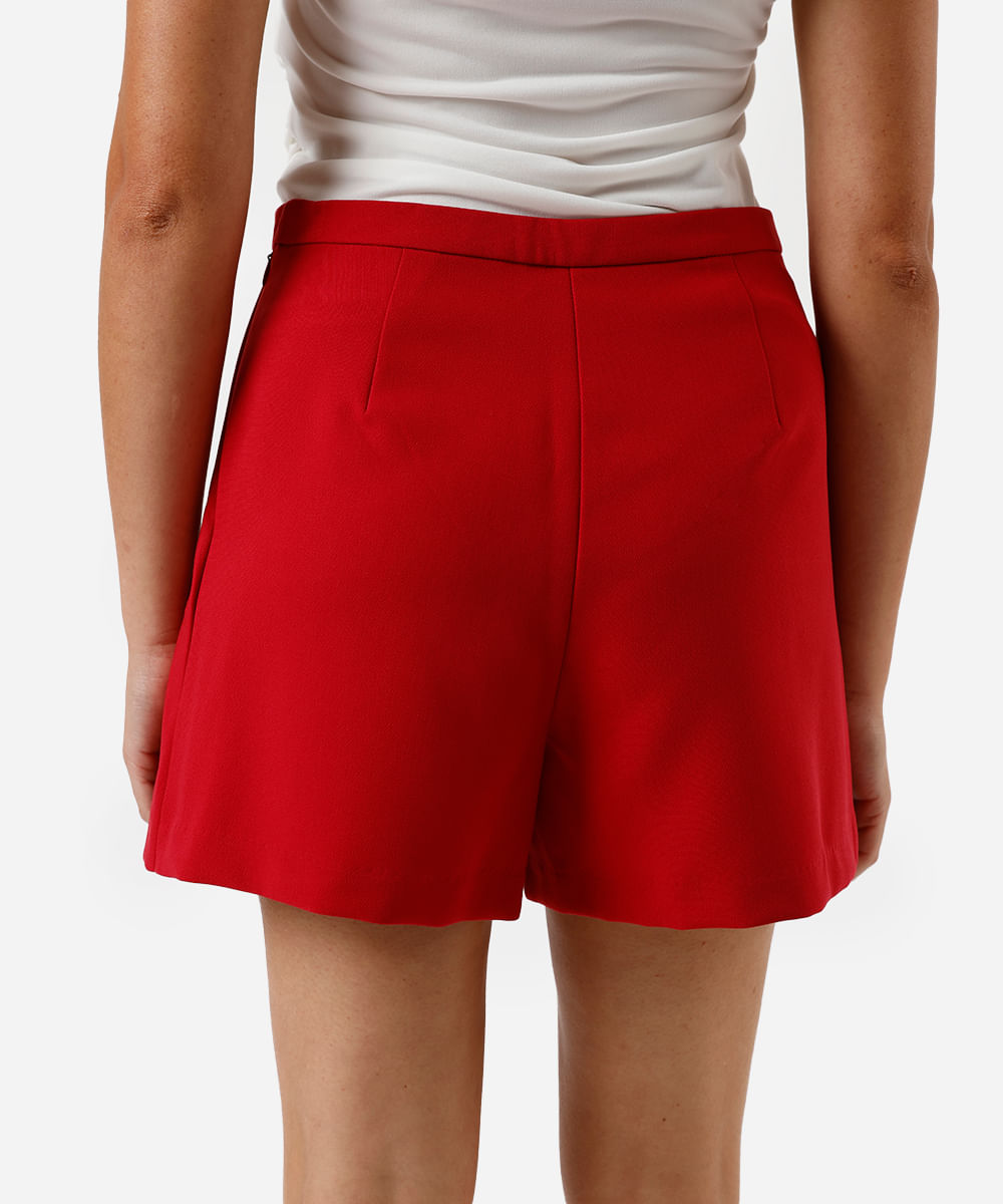 short saia de alfaiataria feminino cintura alta - vermelho