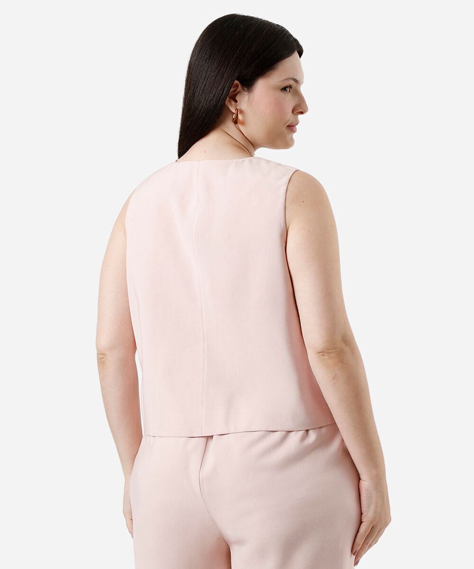 colete de alfaiataria feminino com viscose plus size rosa