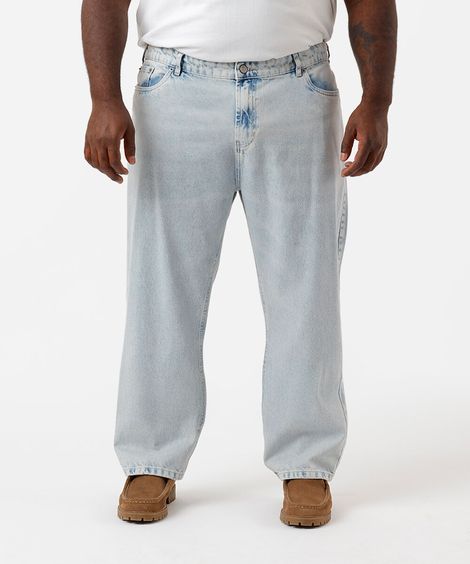 calça reta masculina jeans plus size azul