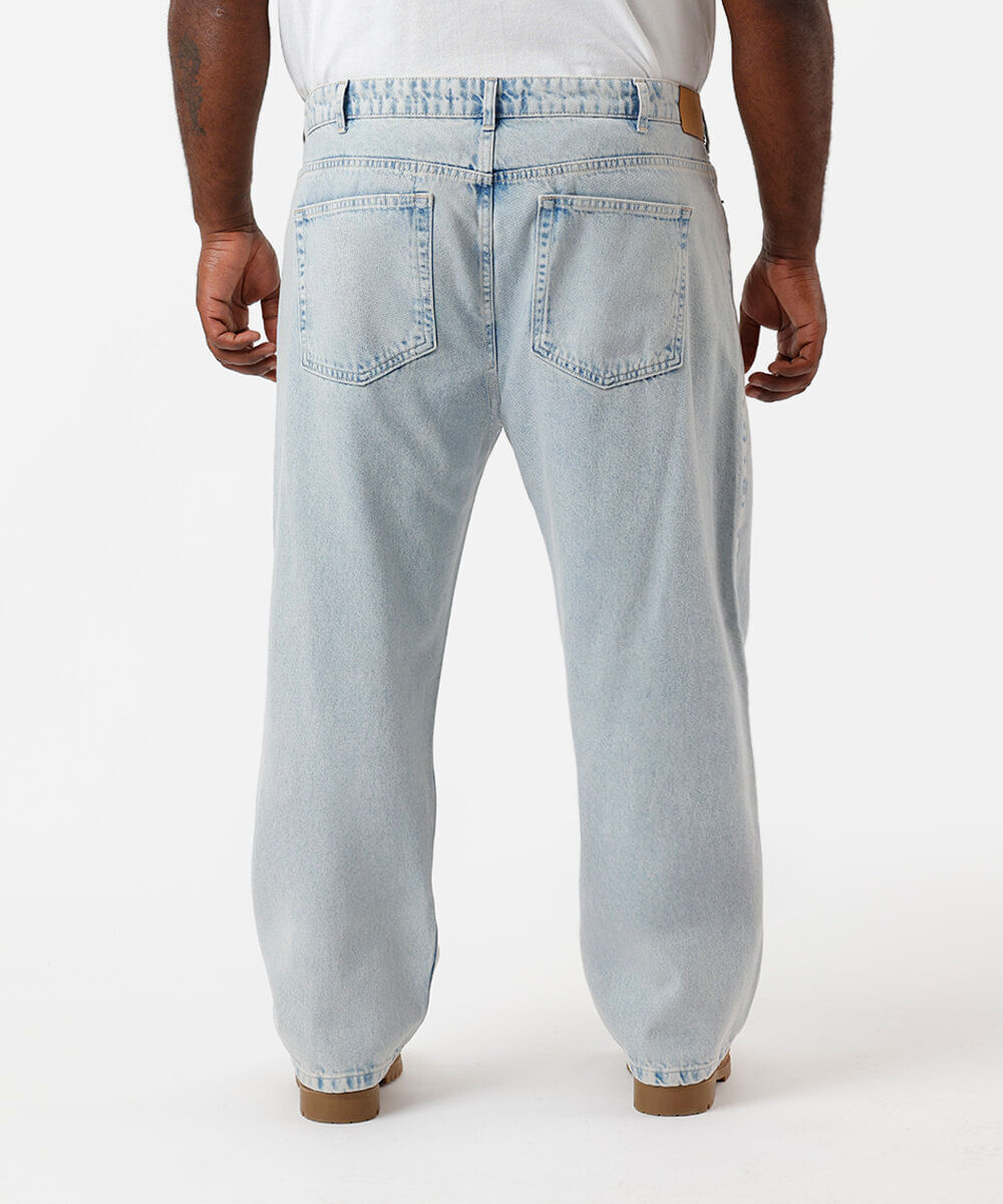 calça reta masculina jeans plus size azul
