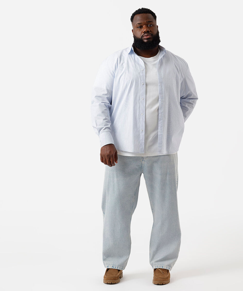 calça reta masculina jeans plus size azul