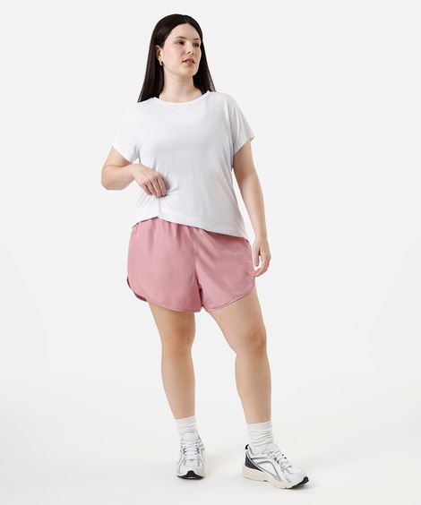short running feminino com bermuda interna esportivo plus size rosa