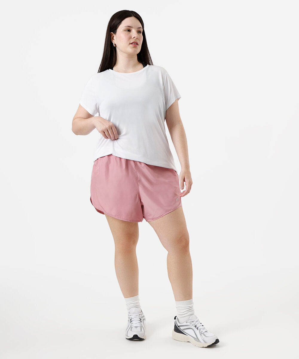 short running feminino com bermuda interna esportivo plus size rosa