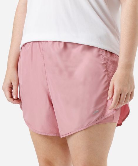 short running feminino com bermuda interna esportivo plus size rosa
