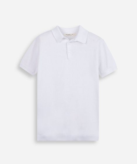 polo infantil de tricot manga curta off white