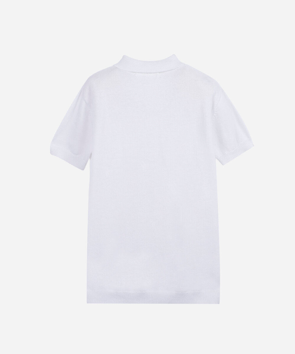 polo infantil de tricot manga curta off white