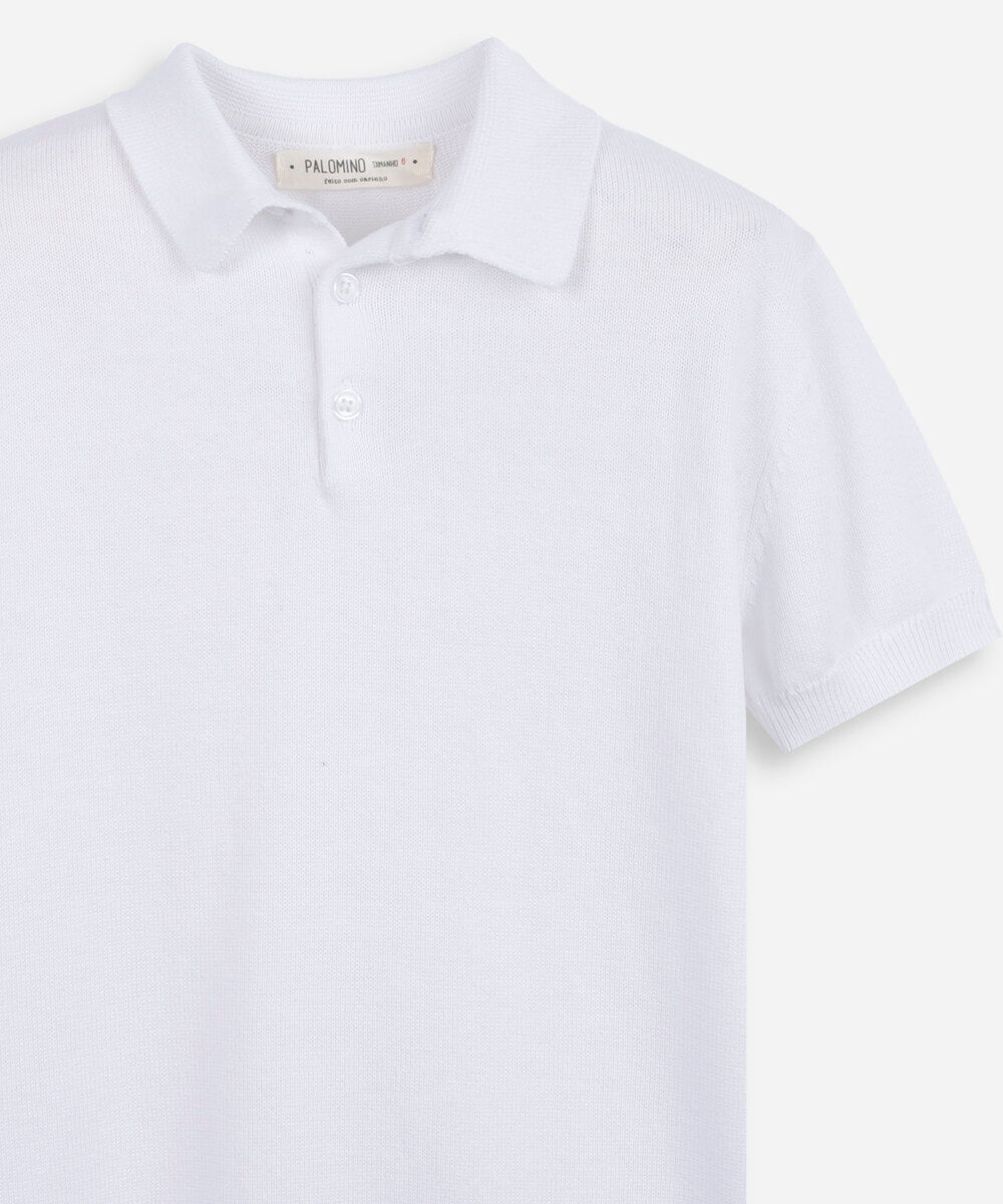 polo infantil de tricot manga curta off white