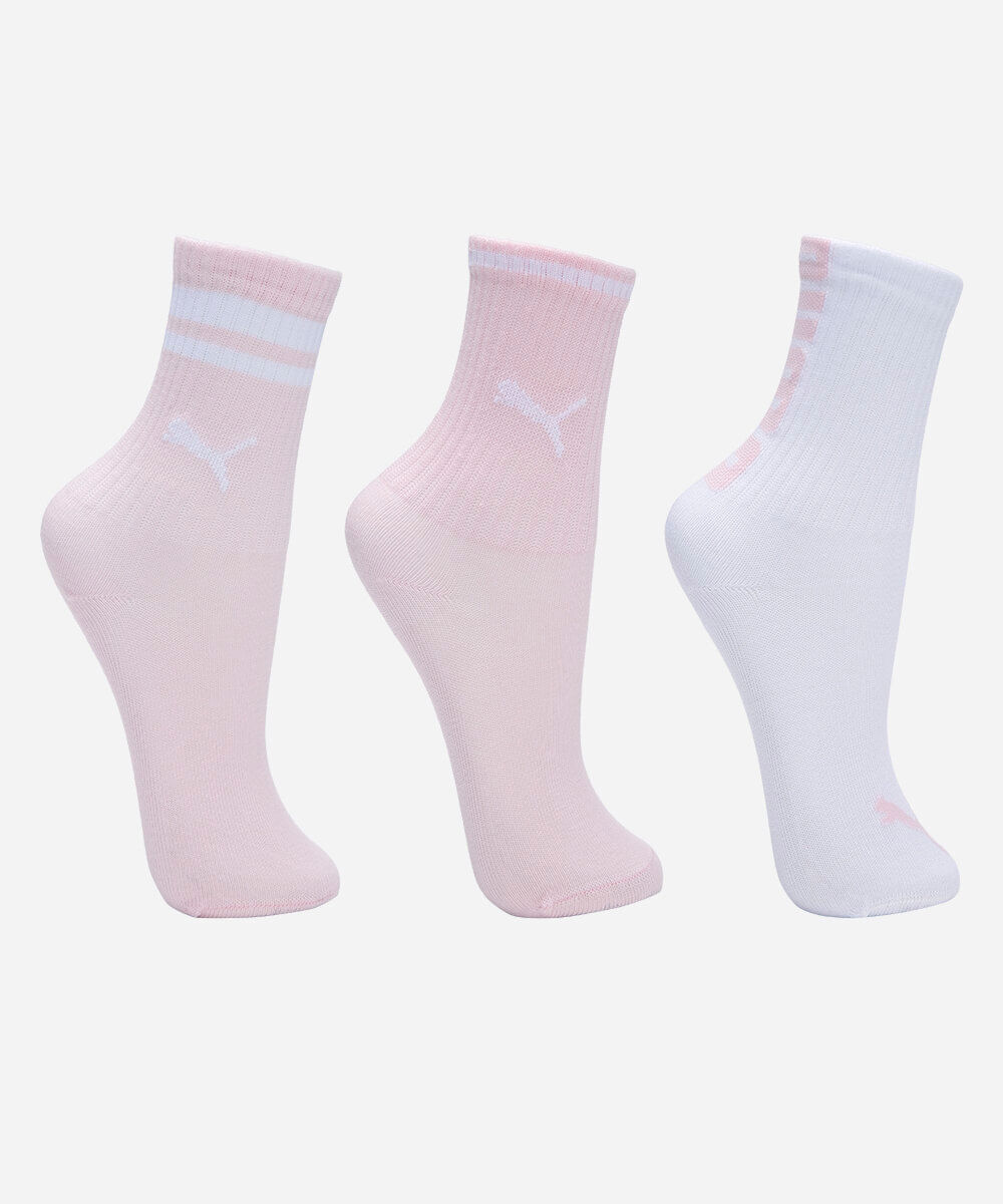 kit de 3 meias infantis cano longo puma 30-33 rosa