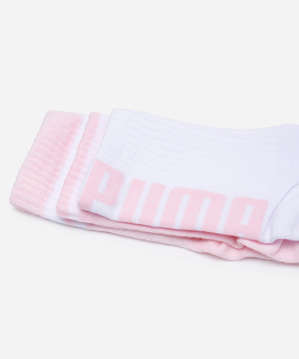 kit de 3 meias infantis cano longo puma 30-33 rosa