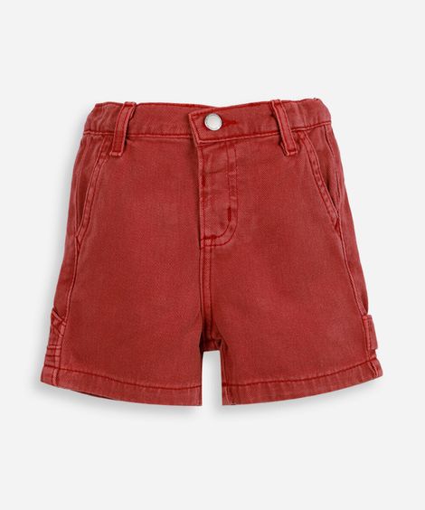 bermuda shorter infantil de algodão vermelho