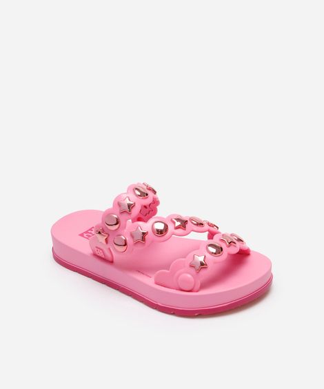 chinelo slide infantil spot zaxy com estrelas rosa