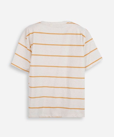camiseta infantil com linho listrada laranja
