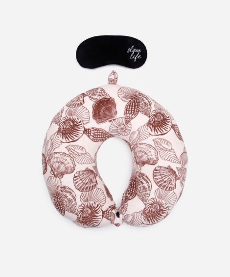 apoio de pescoço com máscara de dormir conchas colorido