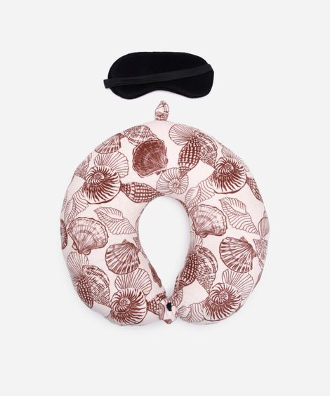 apoio de pescoço com máscara de dormir conchas colorido