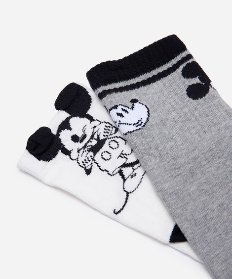 kit de 2 meias cano alto mickey colorido