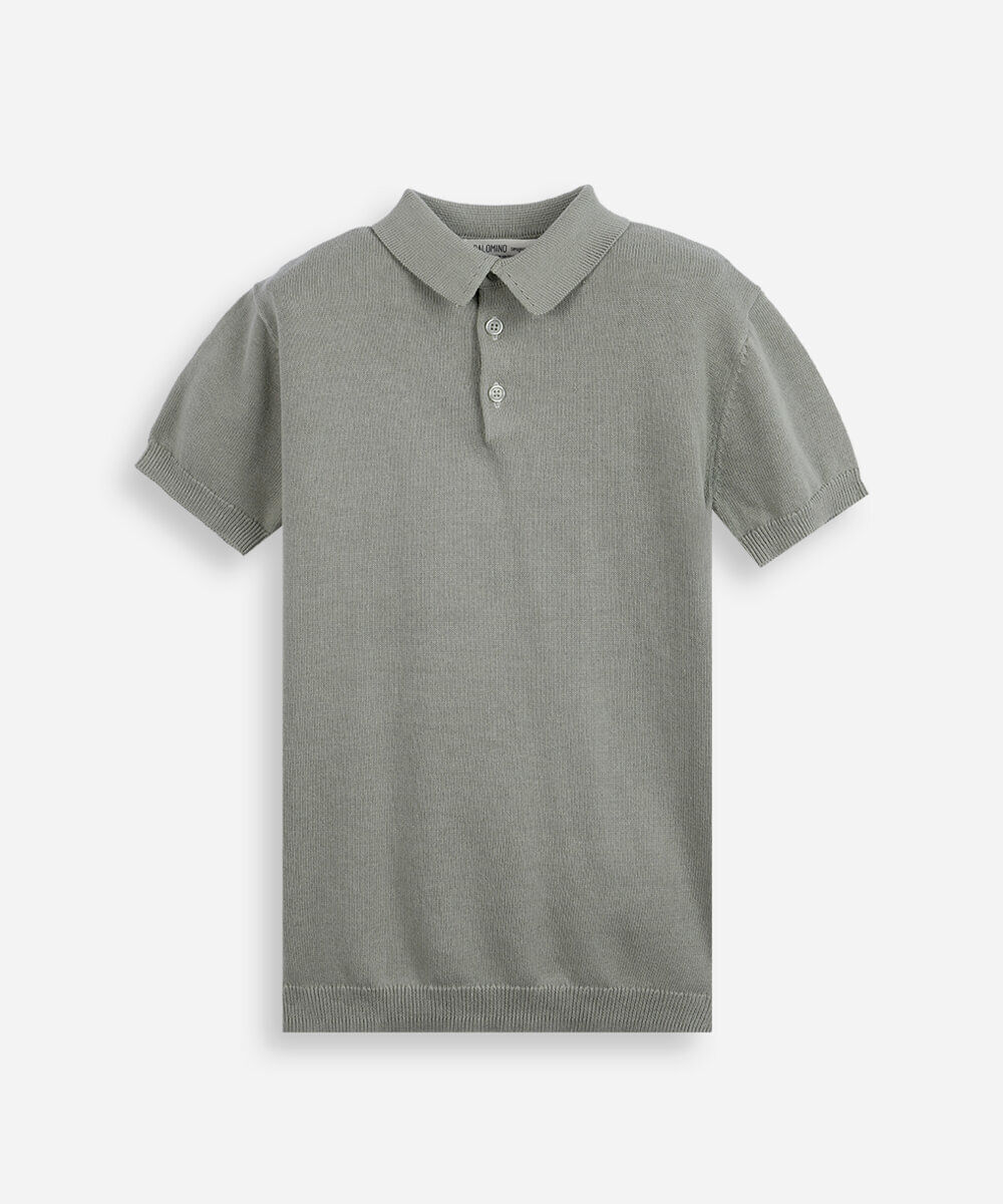 polo infantil de tricot manga curta verde