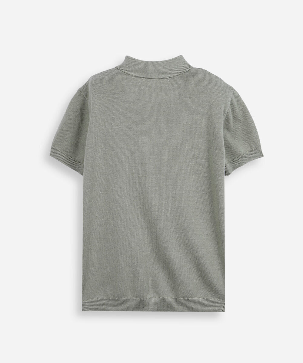 polo infantil de tricot manga curta verde