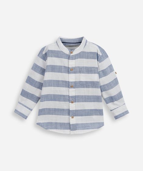 camisa infantil manga longa listrada branca