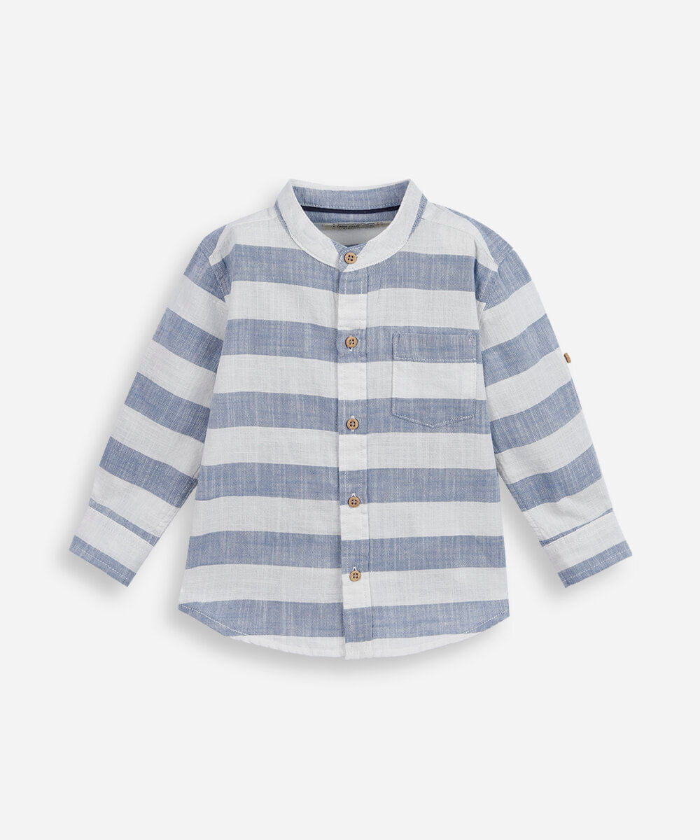 camisa infantil manga longa listrada branca