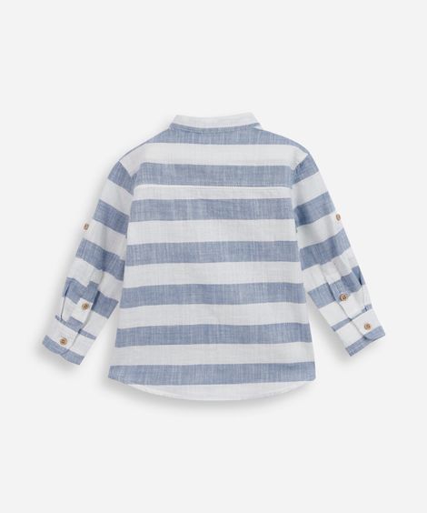 camisa infantil manga longa listrada branca