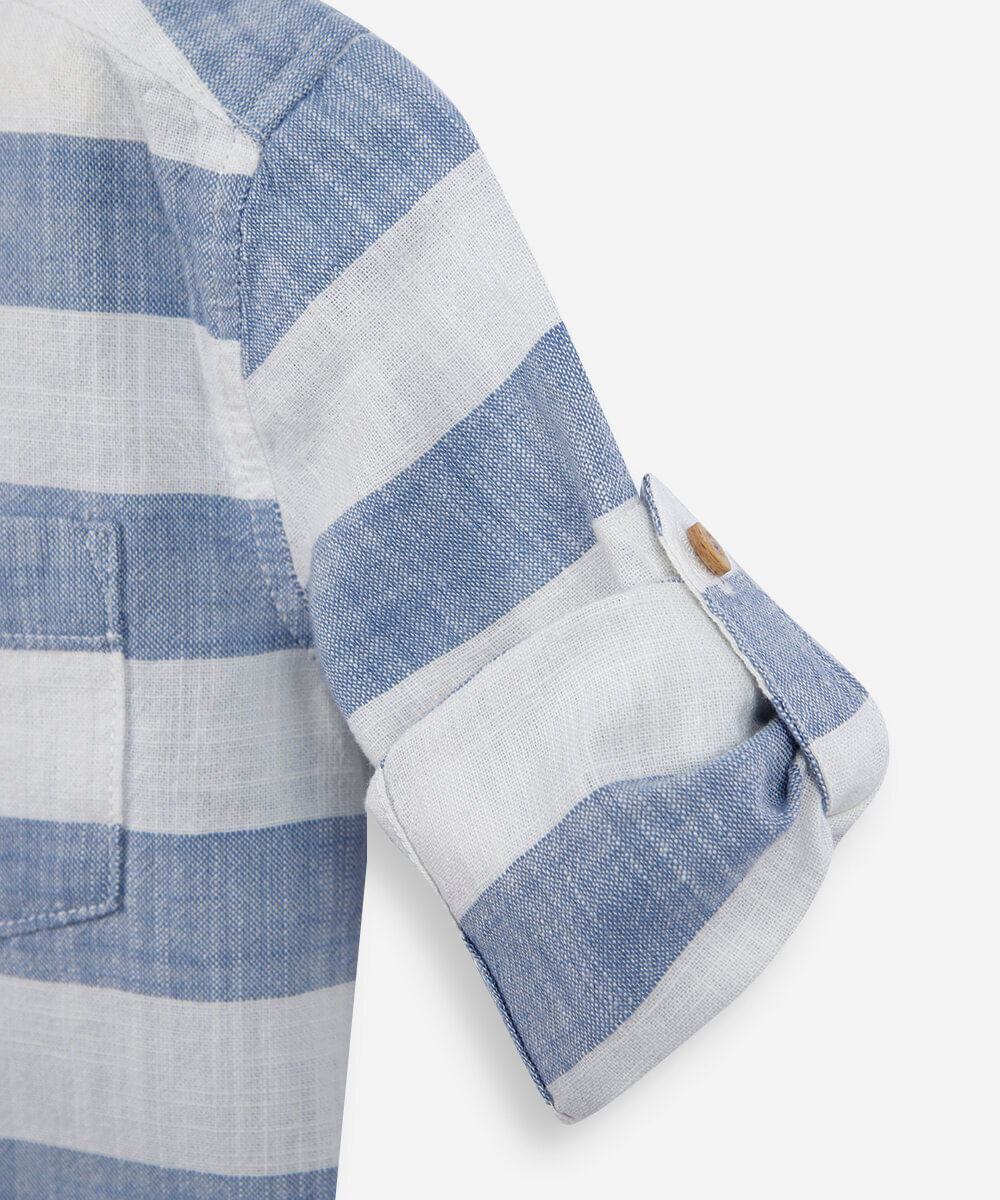 camisa infantil manga longa listrada branca