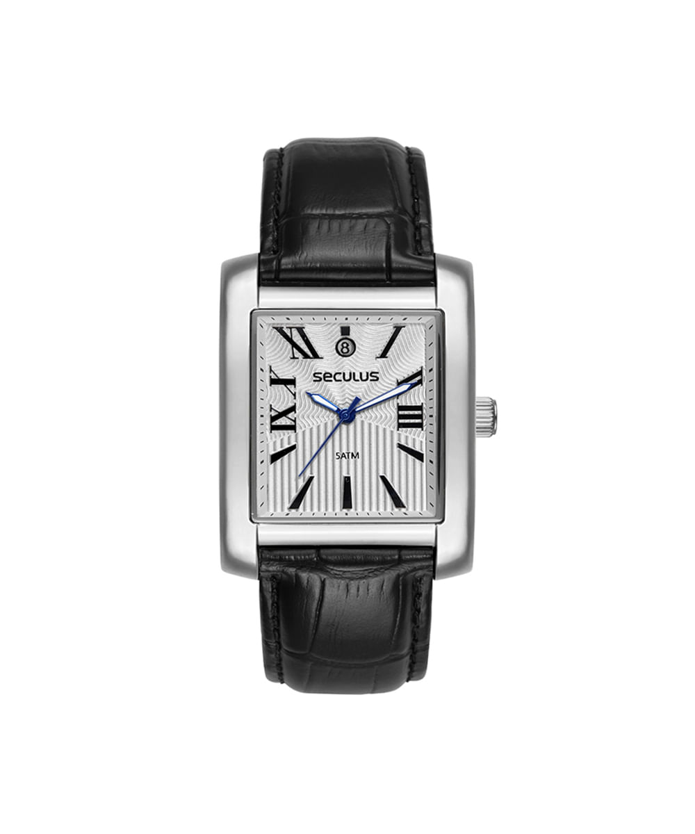 relógio masculino seculus analógico calendário 23744g0svnc1 prateado
