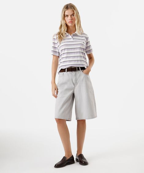bermuda jorts feminina jeans cinza
