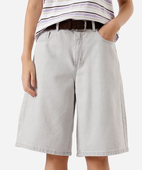 bermuda jorts feminina jeans cinza