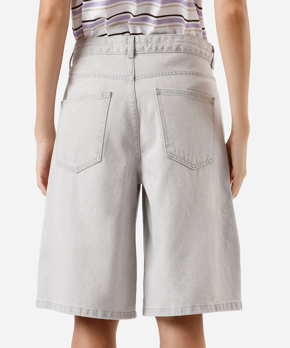 bermuda jorts feminina jeans cinza