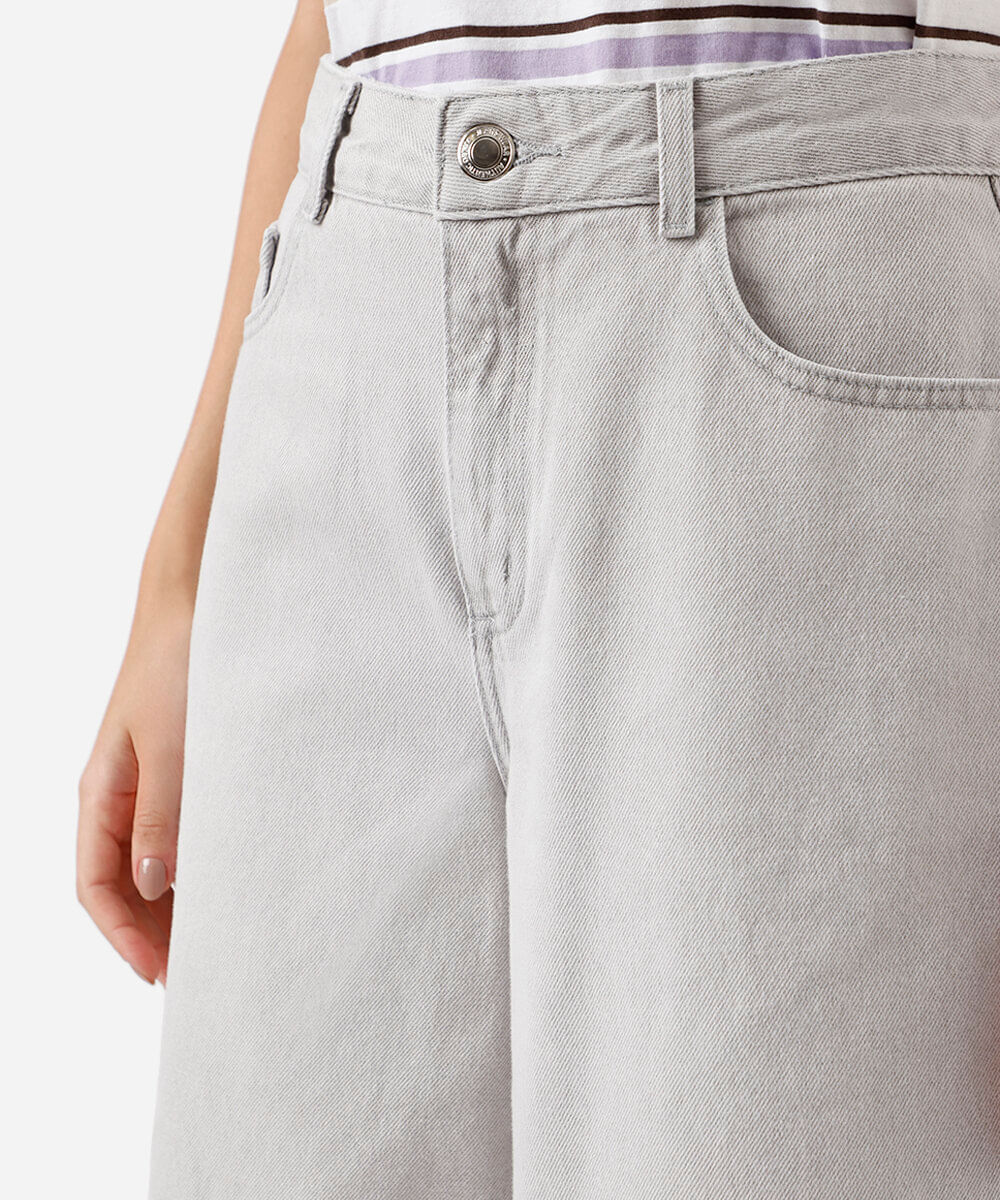 bermuda jorts feminina jeans cinza