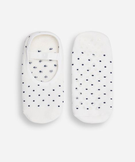 meia sapatilha antiderrapante poá off white