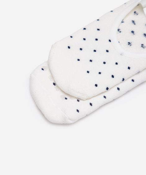 meia sapatilha antiderrapante poá off white