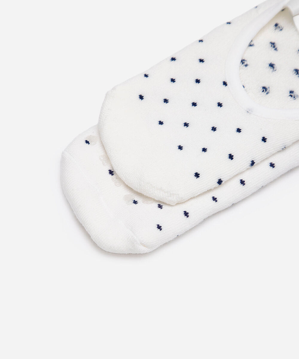 meia sapatilha antiderrapante poá off white