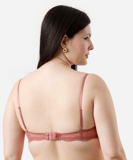 sutiã meia taça com renda  rosa