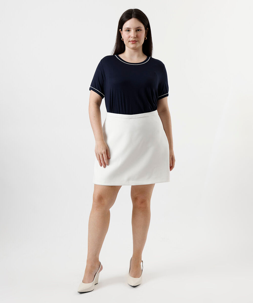 blusa feminina de viscose manga curta plus size azul