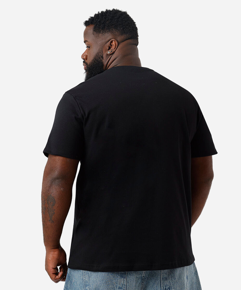 camiseta masculina com algodão stranger things plus size preta
