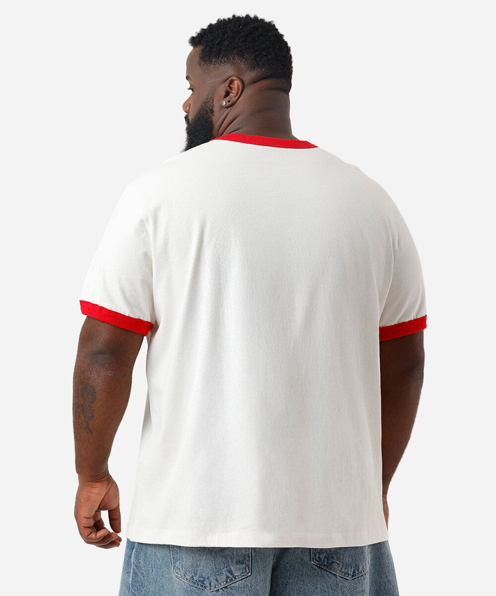 camiseta masculina de algodão positano club plus size  off white