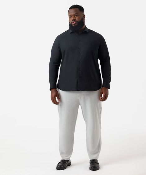 calça social masculina cintura média plus size cinza