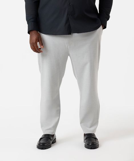 calça social masculina cintura média plus size cinza