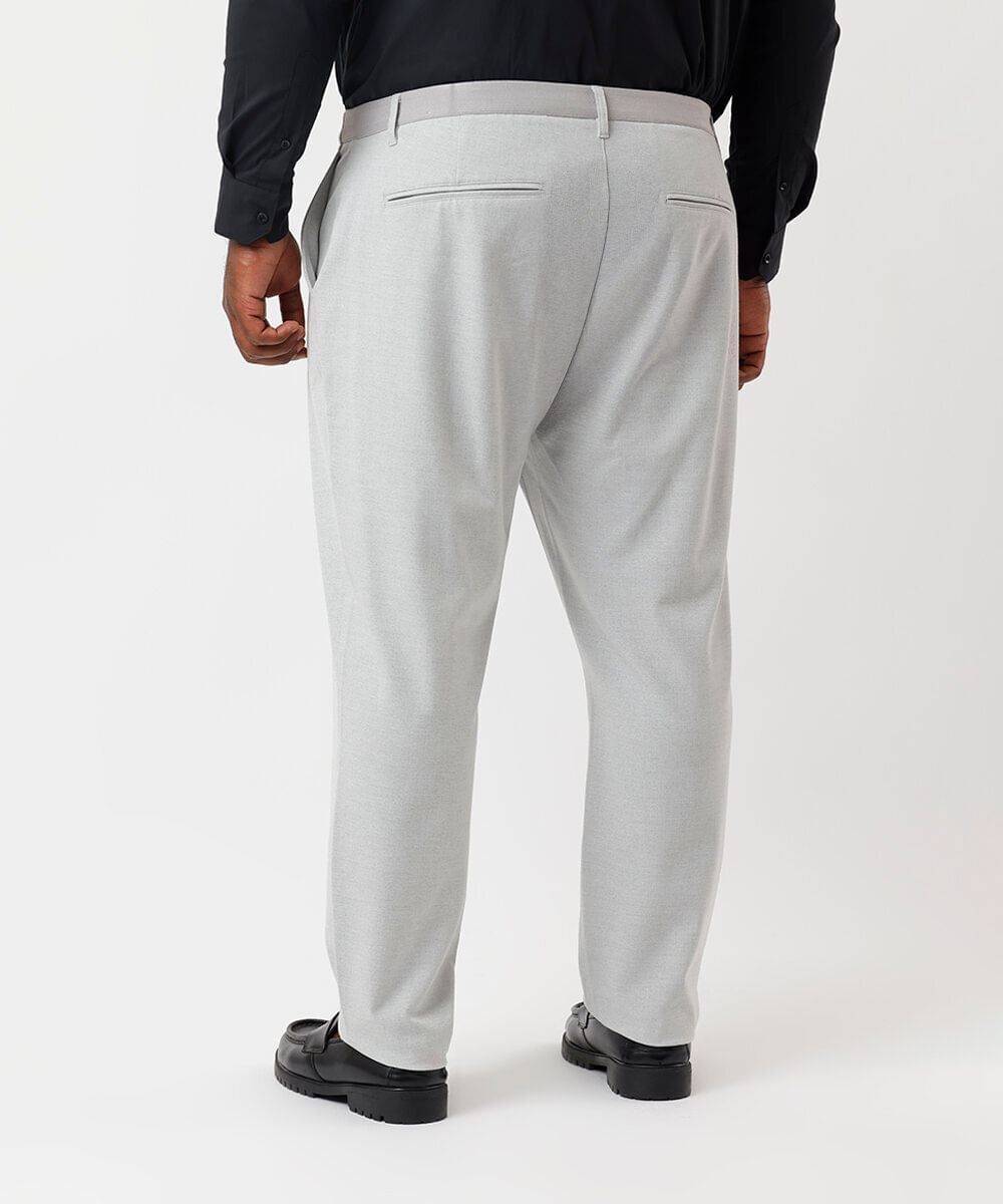 calça social masculina cintura média plus size cinza