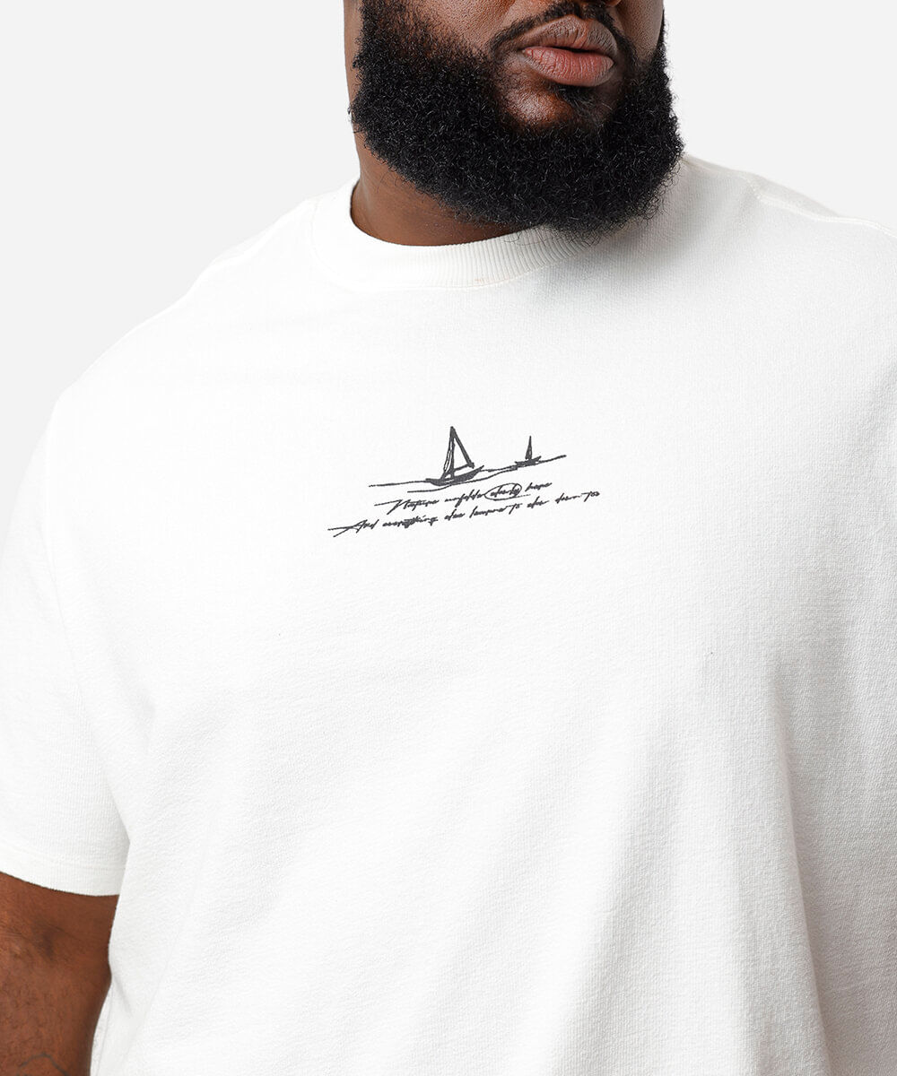 camiseta masculina de algodão estampa plus size off white