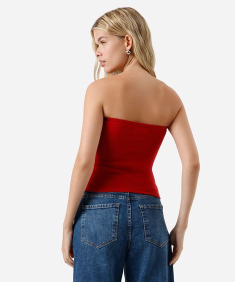 blusa sem alça feminina de algodão básica vermelha