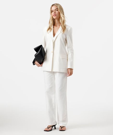 calça reta feminina de sarja sawary off white