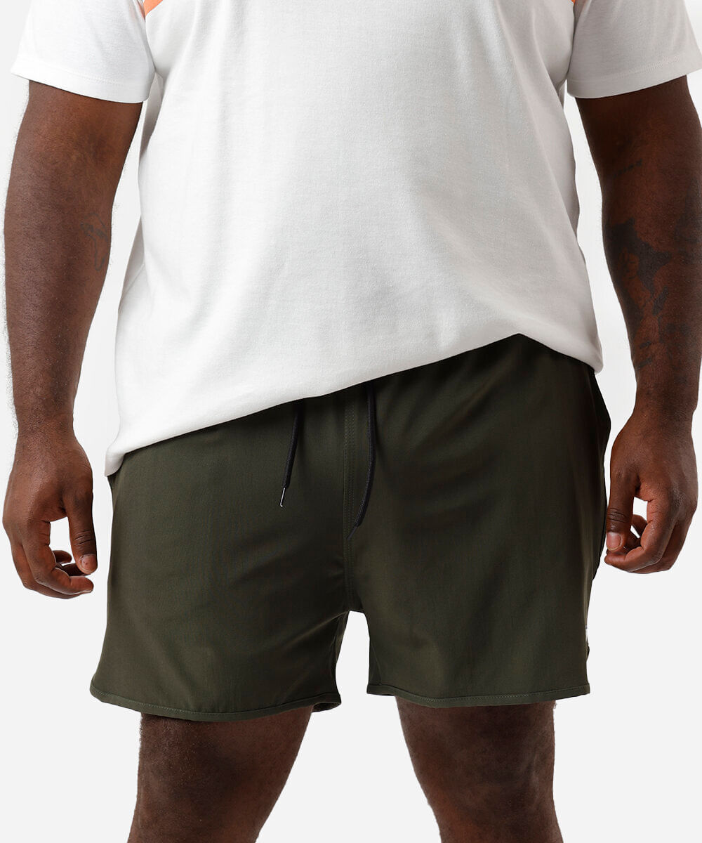 short masculino cós elástico plus size verde