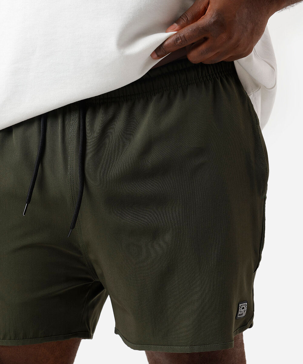 short masculino cós elástico plus size verde