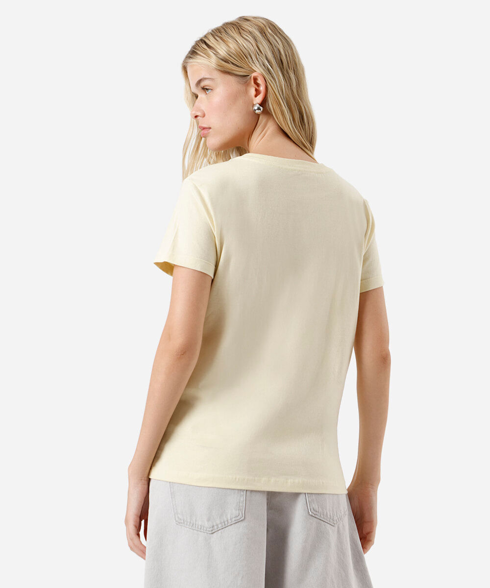 camiseta feminina de algodão mickey amarela