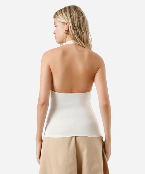 blusa frente única feminina de poliamida off white
