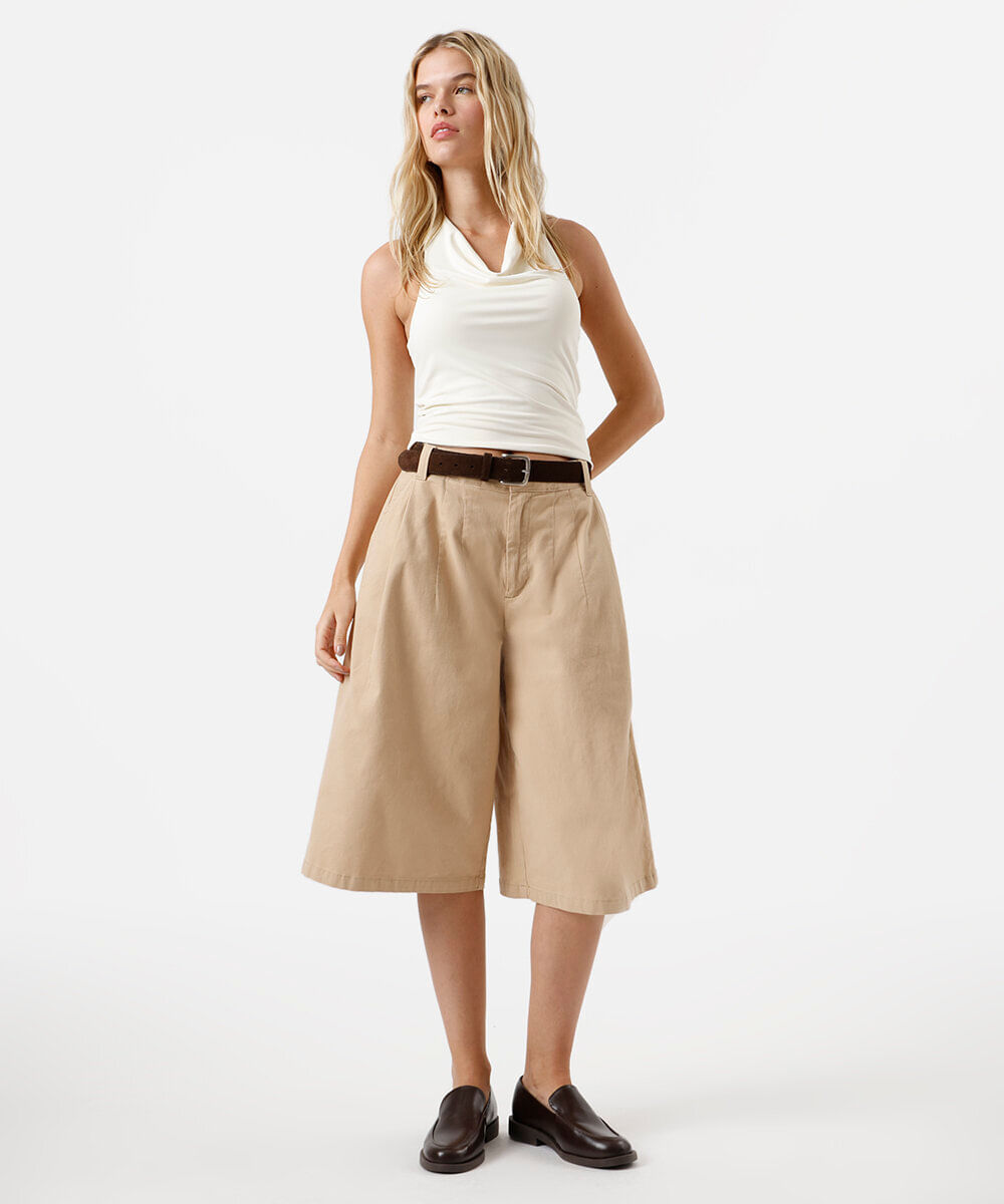 blusa frente única feminina de poliamida off white