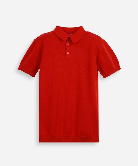 polo infantil de tricot manga curta vermelha
