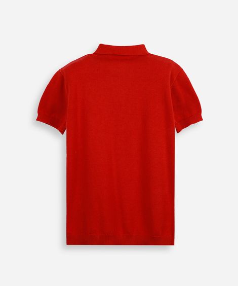 polo infantil de tricot manga curta vermelha